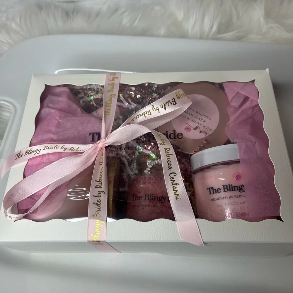 “PAMPER ME” Gift Box Rose Soy Candle, Shaving Balm/Cream Soak,Rose Salt Soak